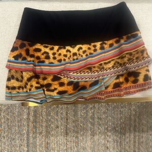 Leopard Print Skirt with Colorful Stripes